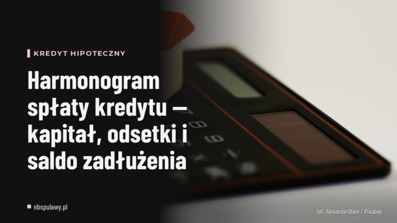 Harmonogram spłaty kredytu — kapitał, odsetki i saldo zadłużenia
