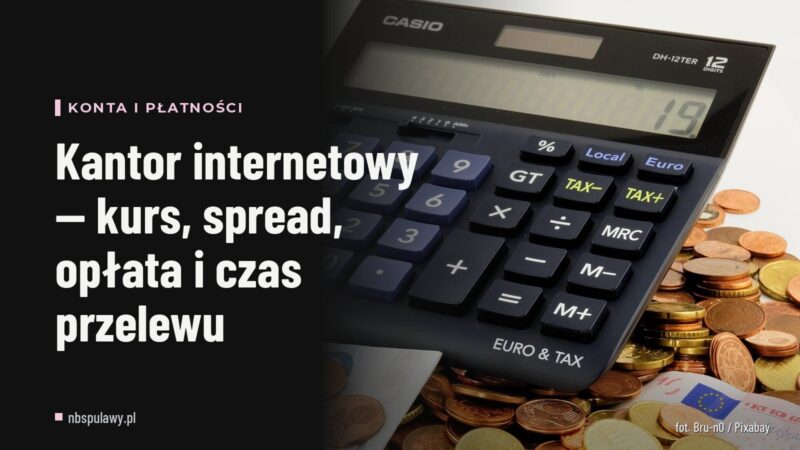 Kantor internetowy — kurs, spread, opłata i czas przelewu